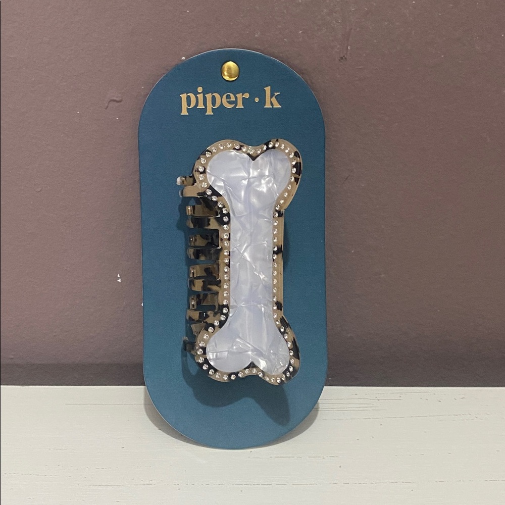 Piper K Leopard Print Rhinestone Dog Bog Hair Claw Clip